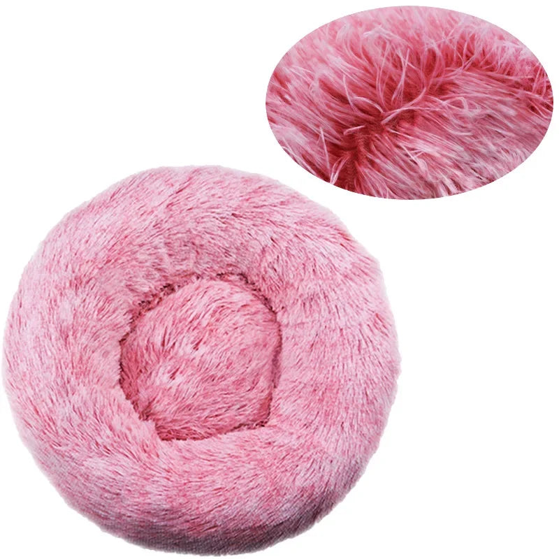 Round Plush Pet Bed for Dogs & Cats — 6 Sizes Available