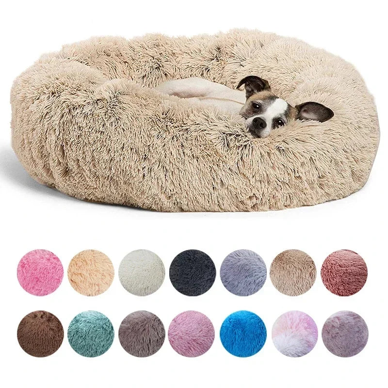 Round Plush Pet Bed for Dogs & Cats — 6 Sizes Available