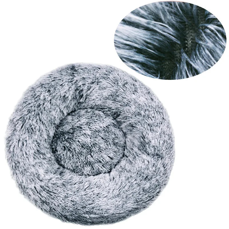 Round Plush Pet Bed for Dogs & Cats — 6 Sizes Available