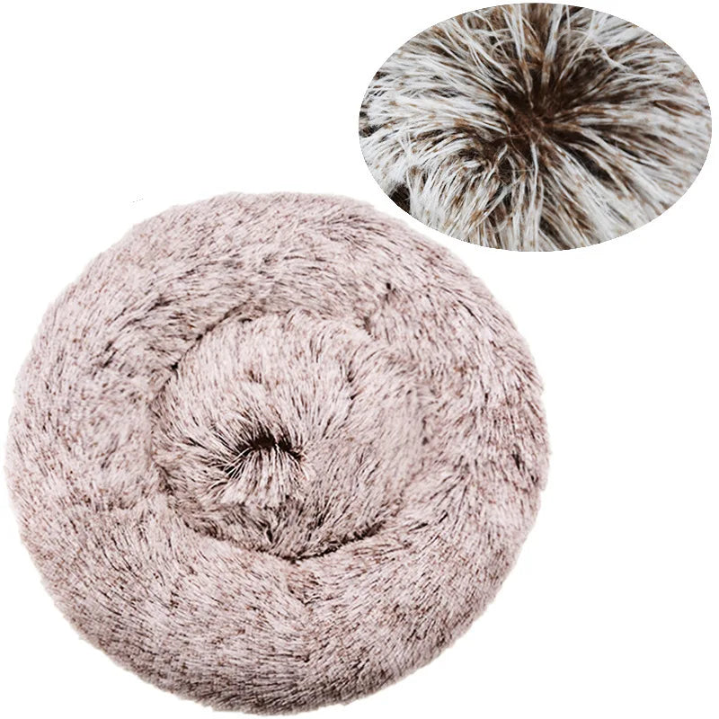 Round Plush Pet Bed for Dogs & Cats — 6 Sizes Available