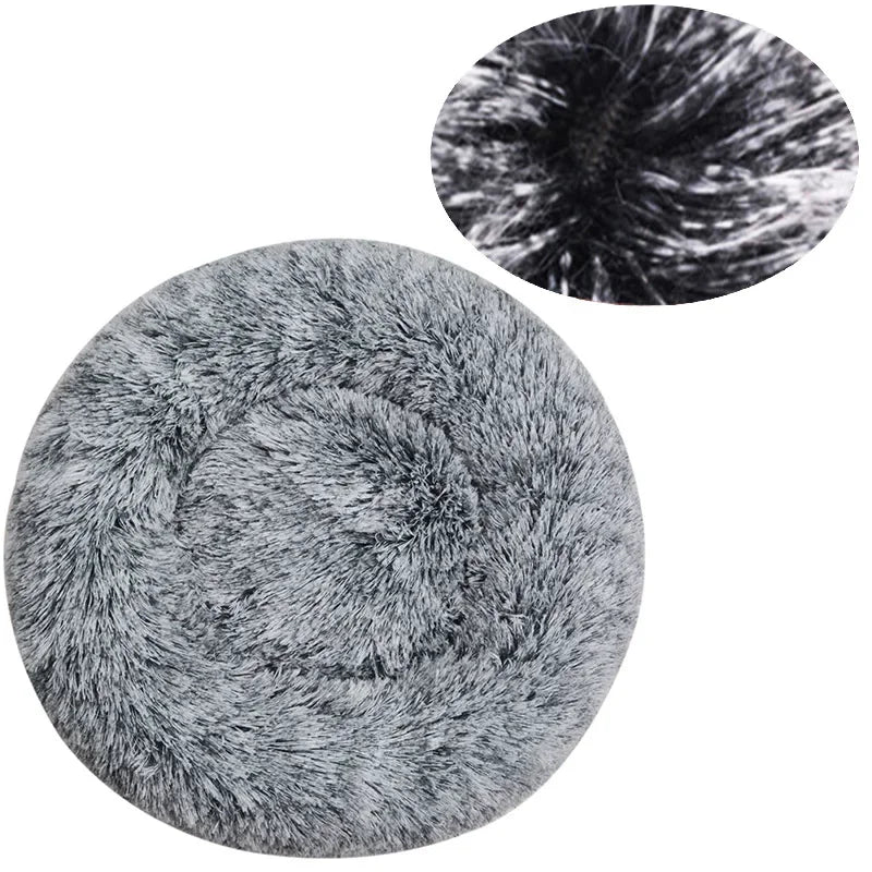 Round Plush Pet Bed for Dogs & Cats — 6 Sizes Available