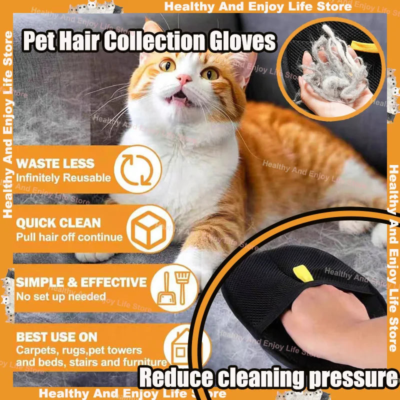Pet Hair Remover Gloves — Double Sided & Multi-functional