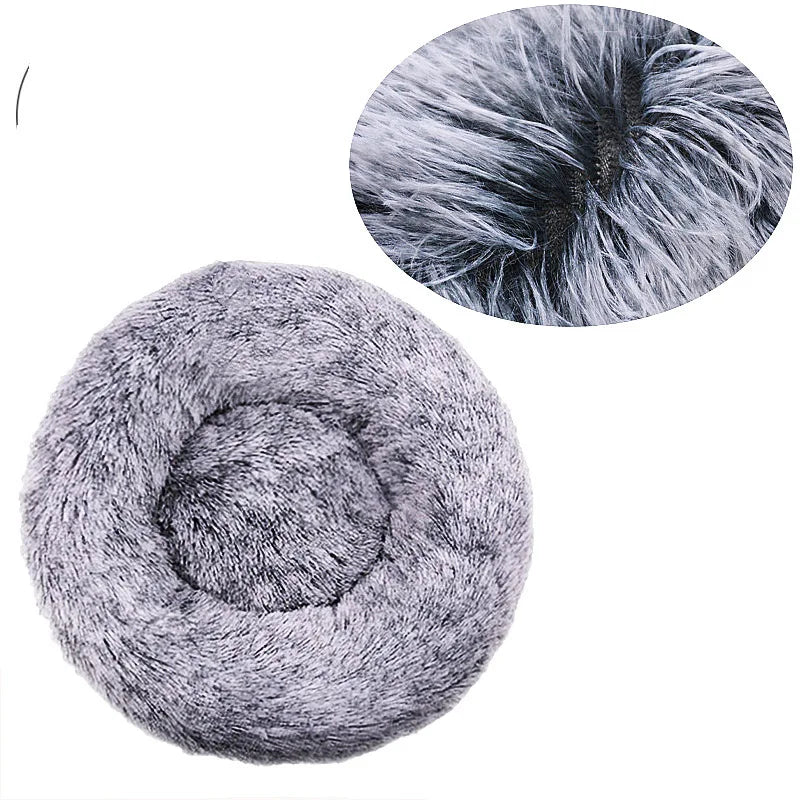 Round Plush Pet Bed for Dogs & Cats — 6 Sizes Available