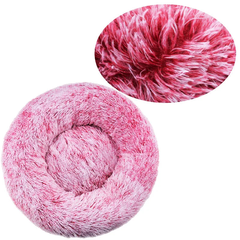 Round Plush Pet Bed for Dogs & Cats — 6 Sizes Available
